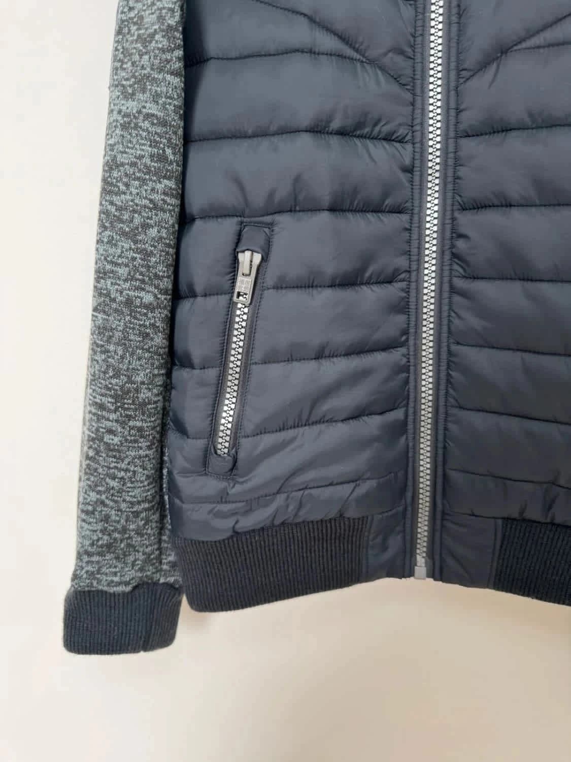 Veste full zip Superdry Storm Co homme gris chiné effet doudoune et manches laine taille S - Photo 5/11