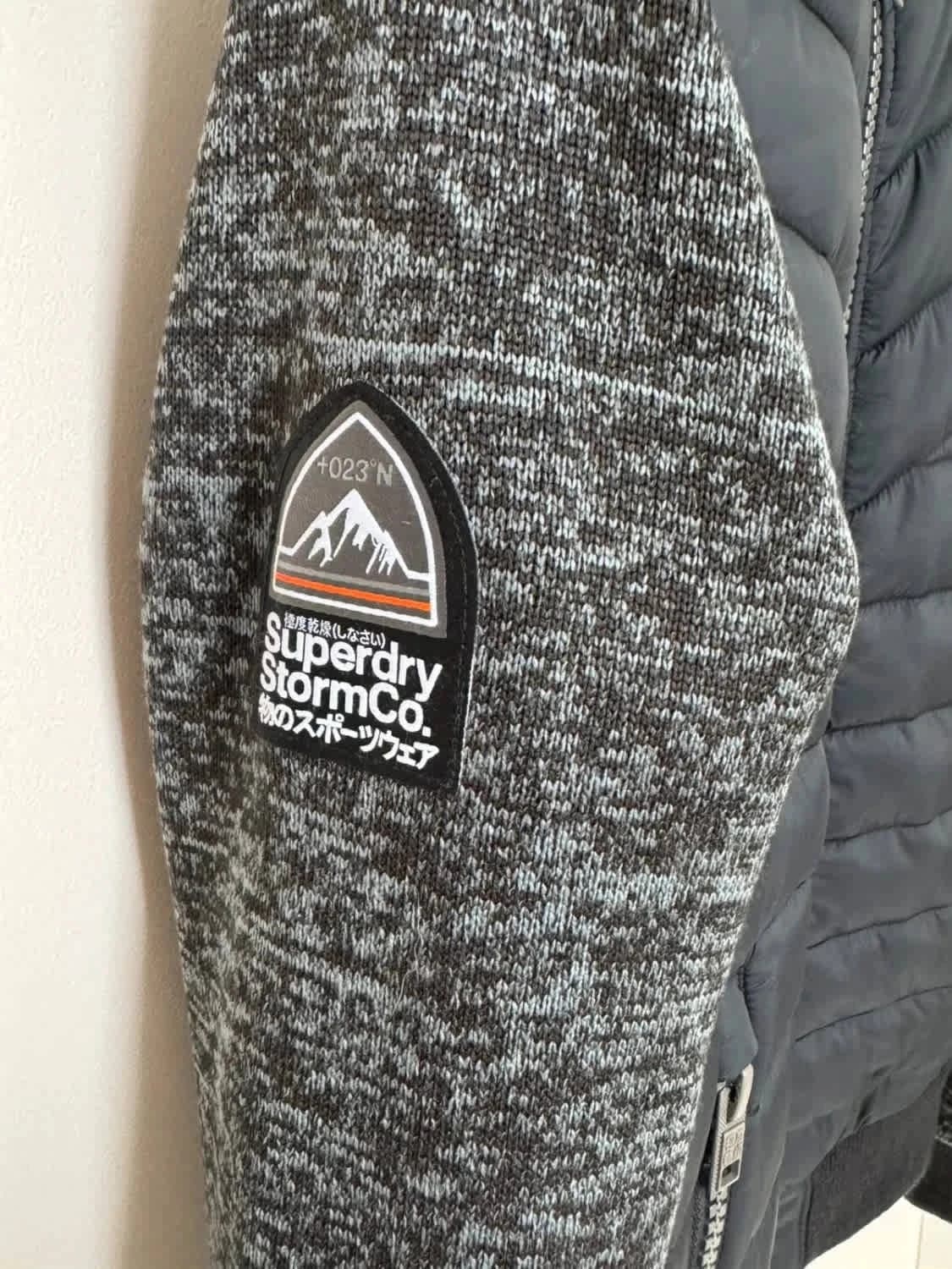Veste full zip Superdry Storm Co homme gris chiné effet doudoune et manches laine taille S - Photo 4/11