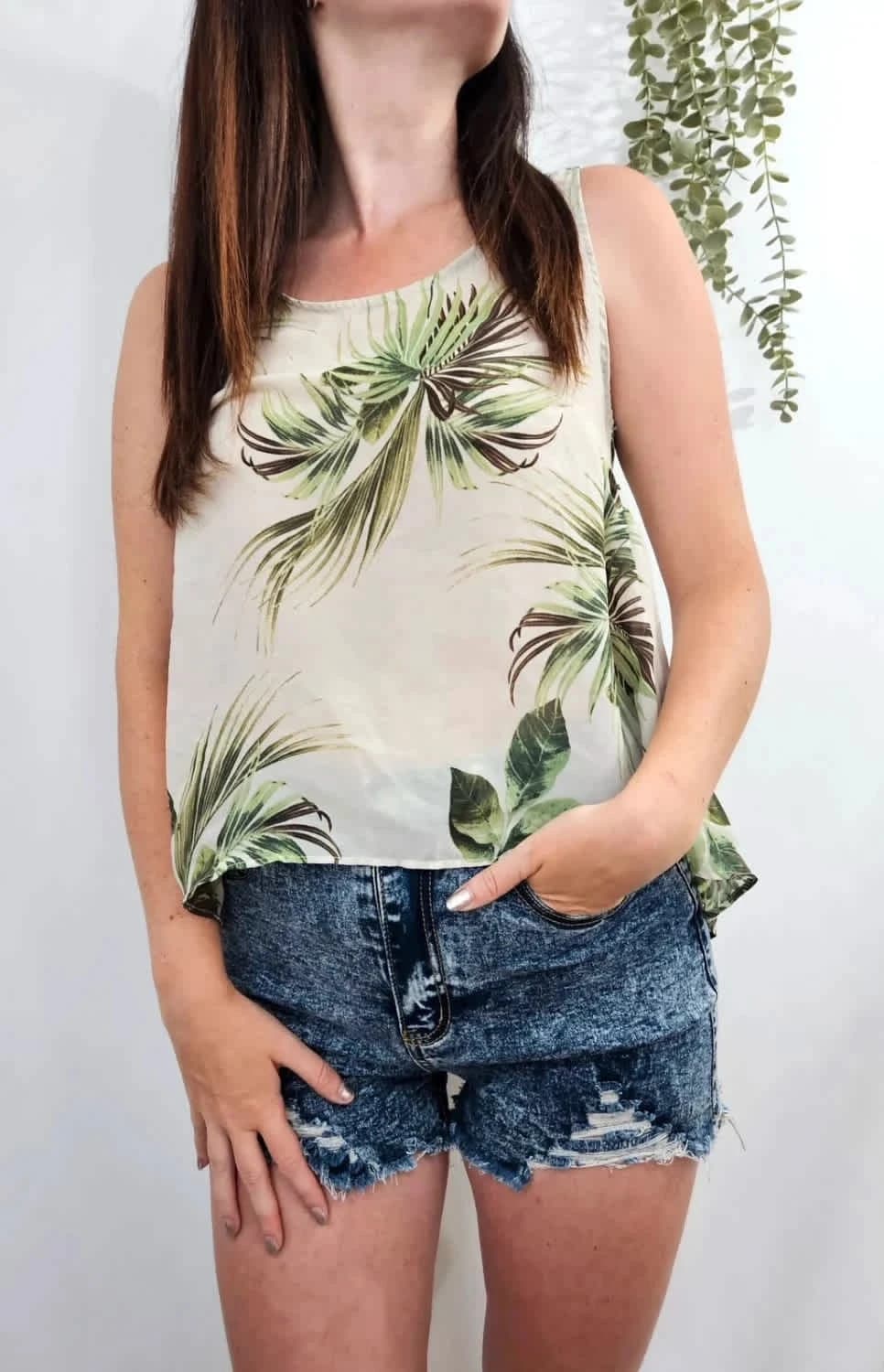 Top Mango imprimé feuilles tropicales taille XS - Photo 1/5