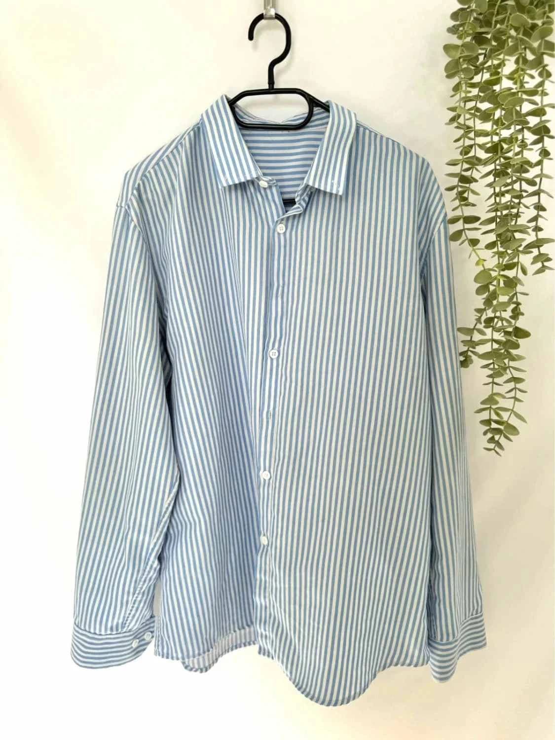 Chemise oversize bleue à rayures taille L - Photo 2/4