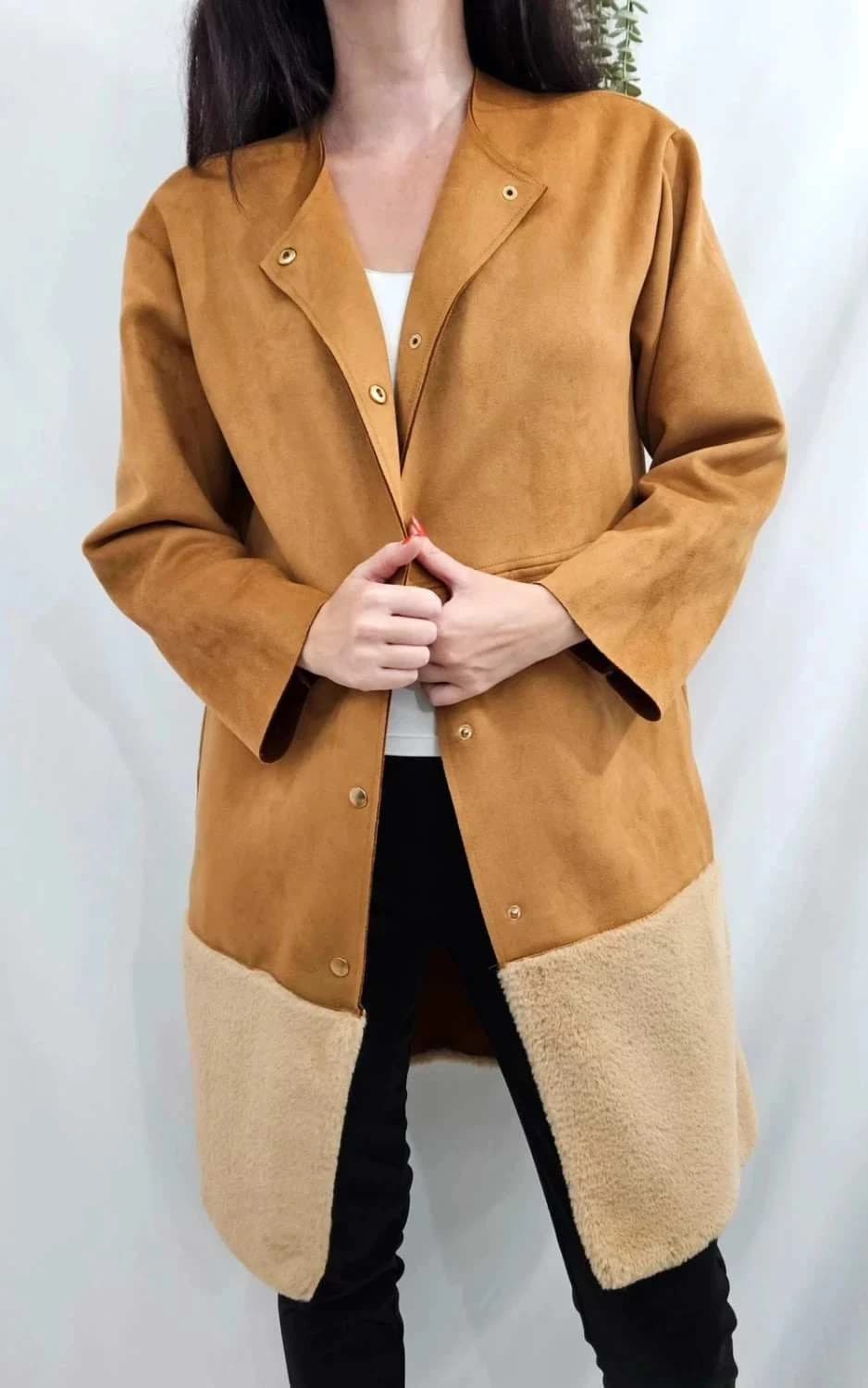 Manteau Zara camel effet suédine taille S - Photo 1/5