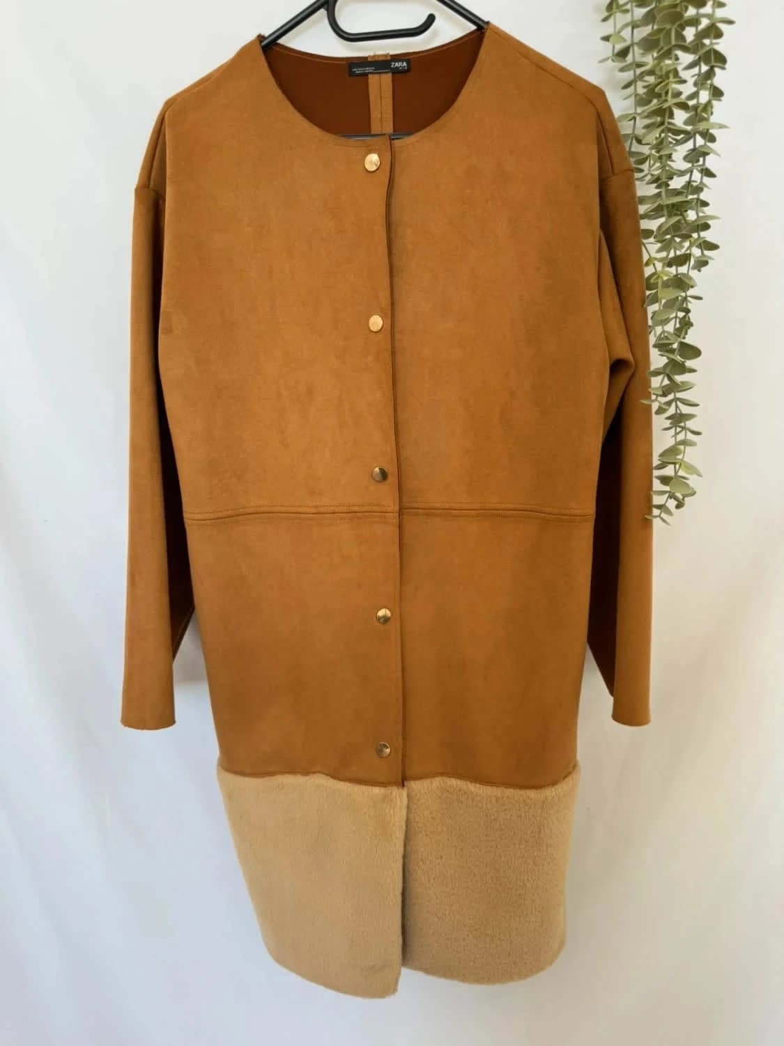 Manteau Zara camel effet suédine taille S - Photo 2/5