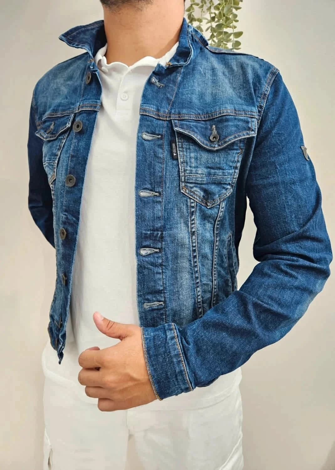 Veste en jean bleu Guess denim taille M - Photo 2/11