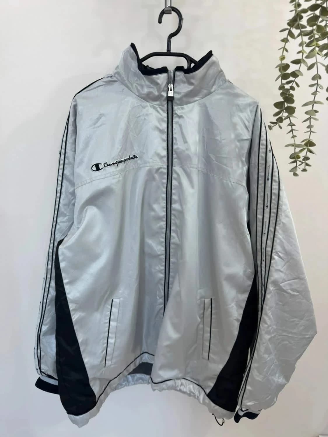 Veste/Track Jacket Windbreaker Champion Products vintage 90s argenté XO Jaspo rare - Photo 2/11