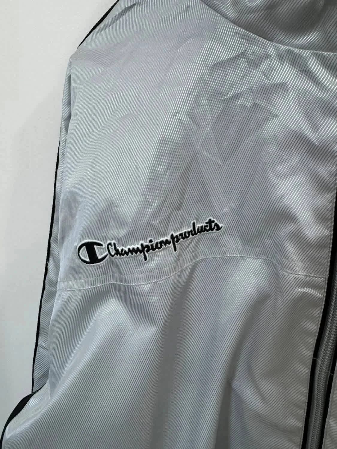 Veste/Track Jacket Windbreaker Champion Products vintage 90s argenté XO Jaspo rare - Photo 4/11