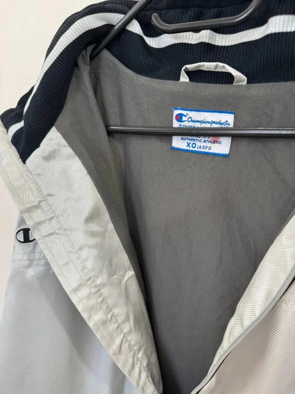 Veste/Track Jacket Windbreaker Champion Products vintage 90s argenté XO Jaspo rare - Photo 6/11