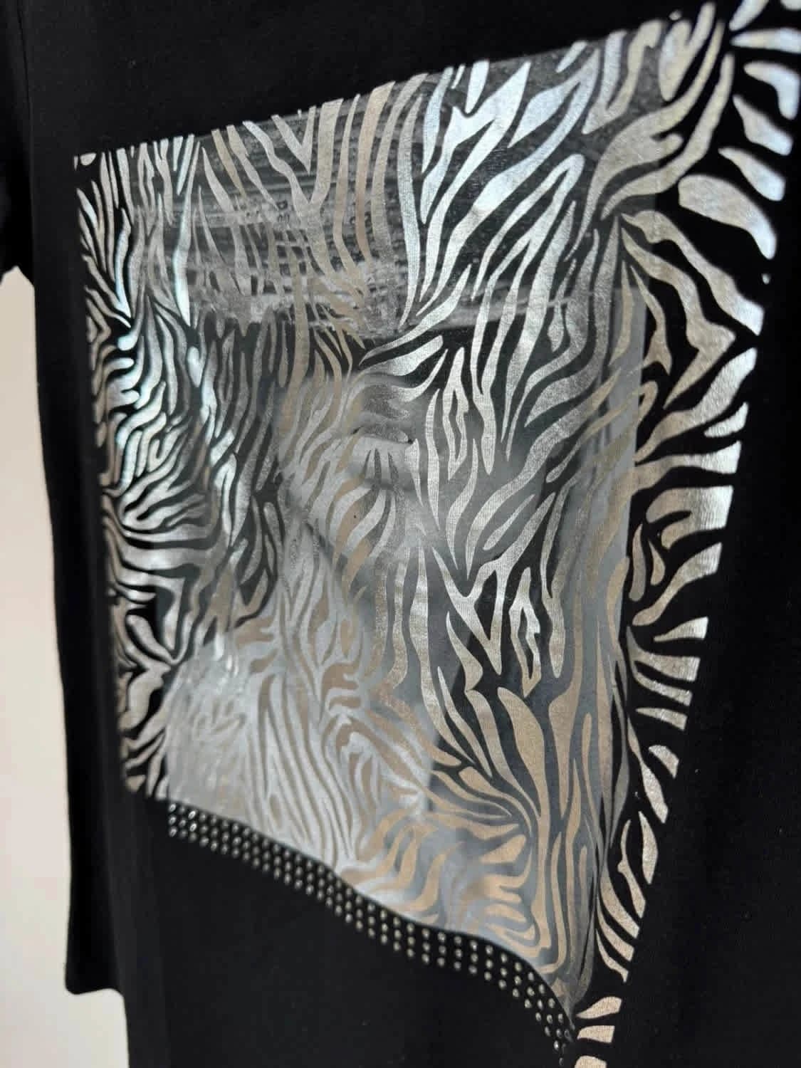 T-shirt noir Morgan imprimé zèbre argenté taille S - Photo 3/5