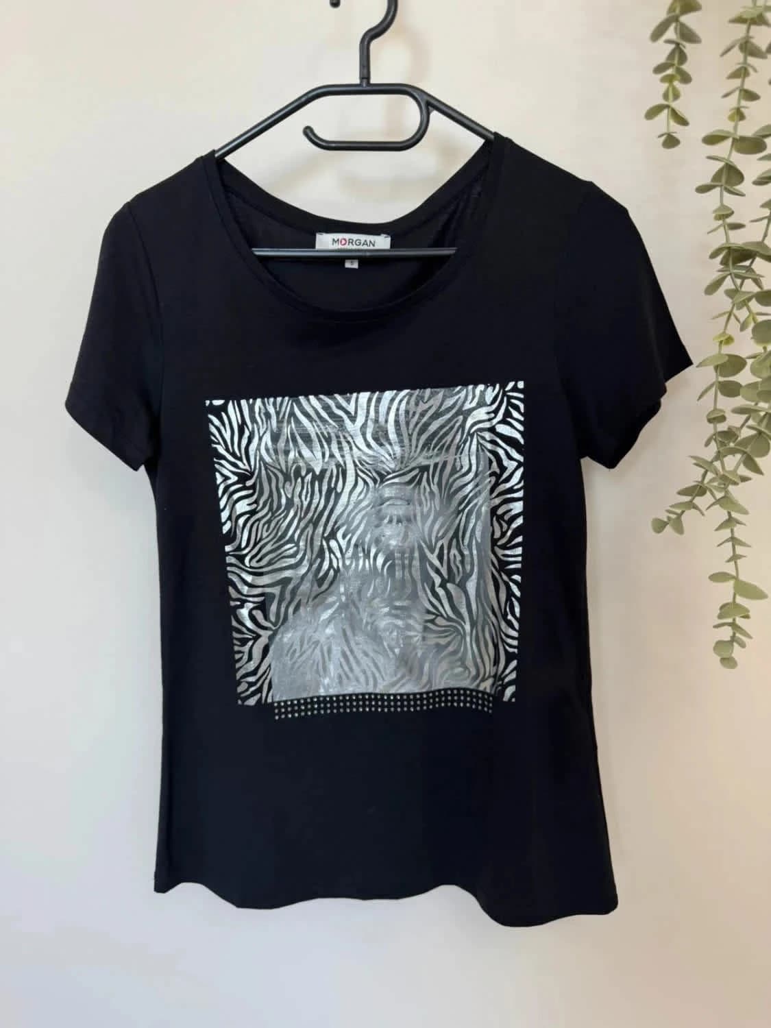 T-shirt noir Morgan imprimé zèbre argenté taille S - Photo 2/5