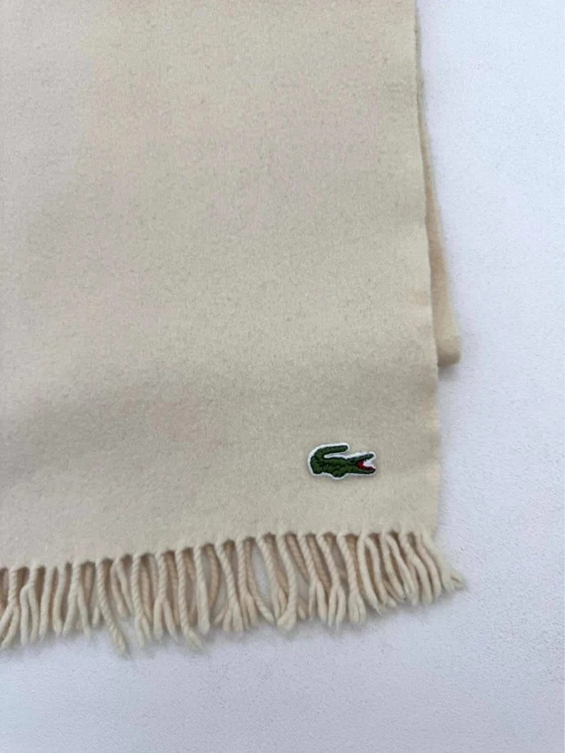 Écharpe laine Lacoste beige écru classique taille unique unisexe - Photo 3/5