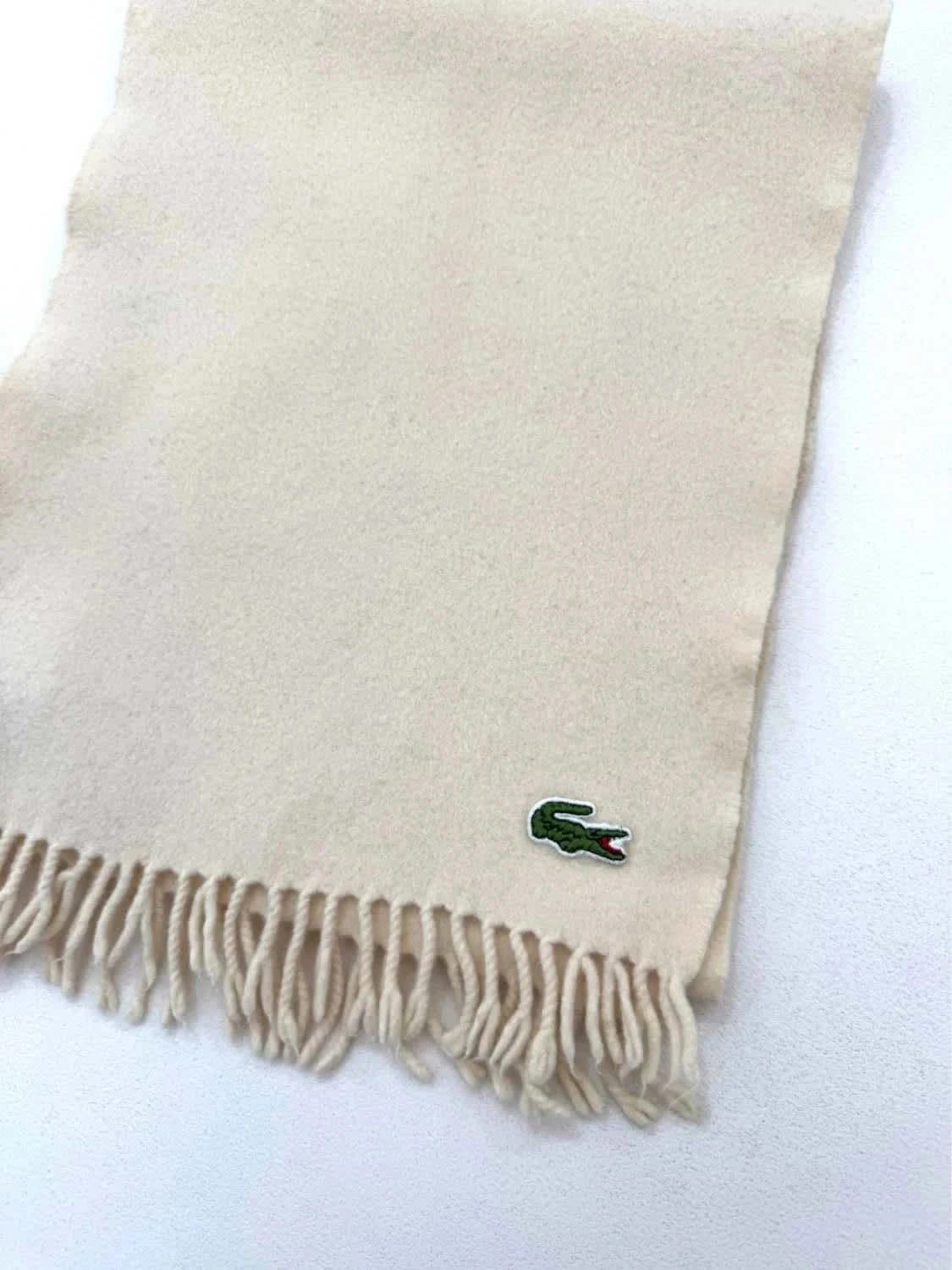 Écharpe laine Lacoste beige écru classique taille unique unisexe - Photo 4/5