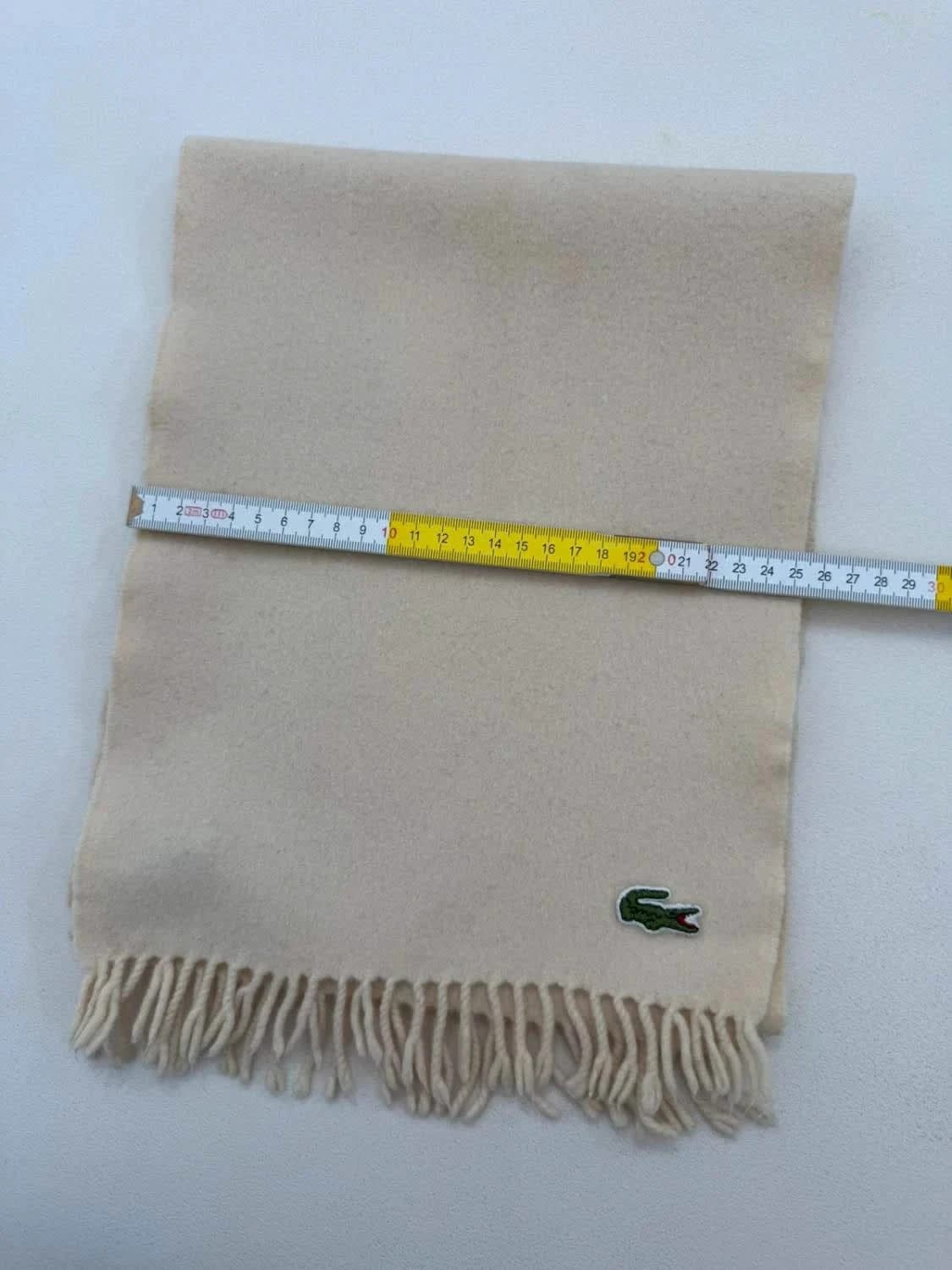 Écharpe laine Lacoste beige écru classique taille unique unisexe - Photo 5/5