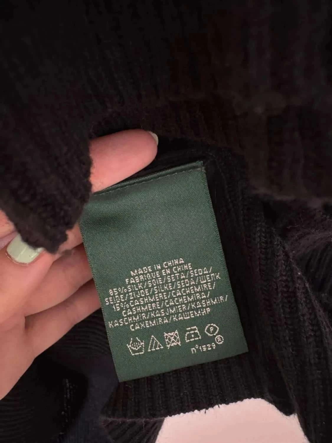 Top asymétrique Ralph Lauren noir soie et cachemire taille L - Photo 6/7