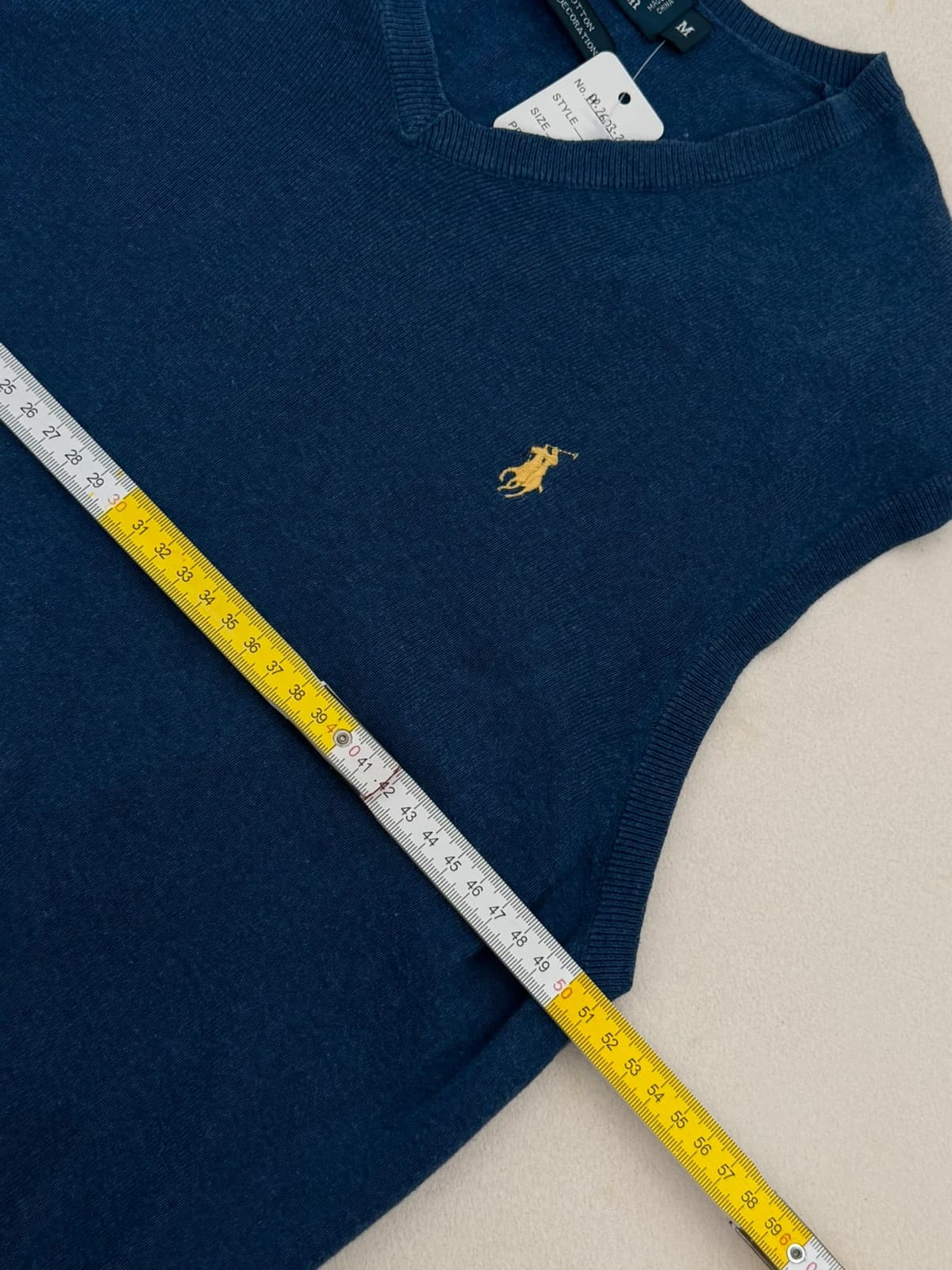 Pull sans manches Ralph Lauren bleu logo pony jaune taille M - PP2603291 - Photo 7/7