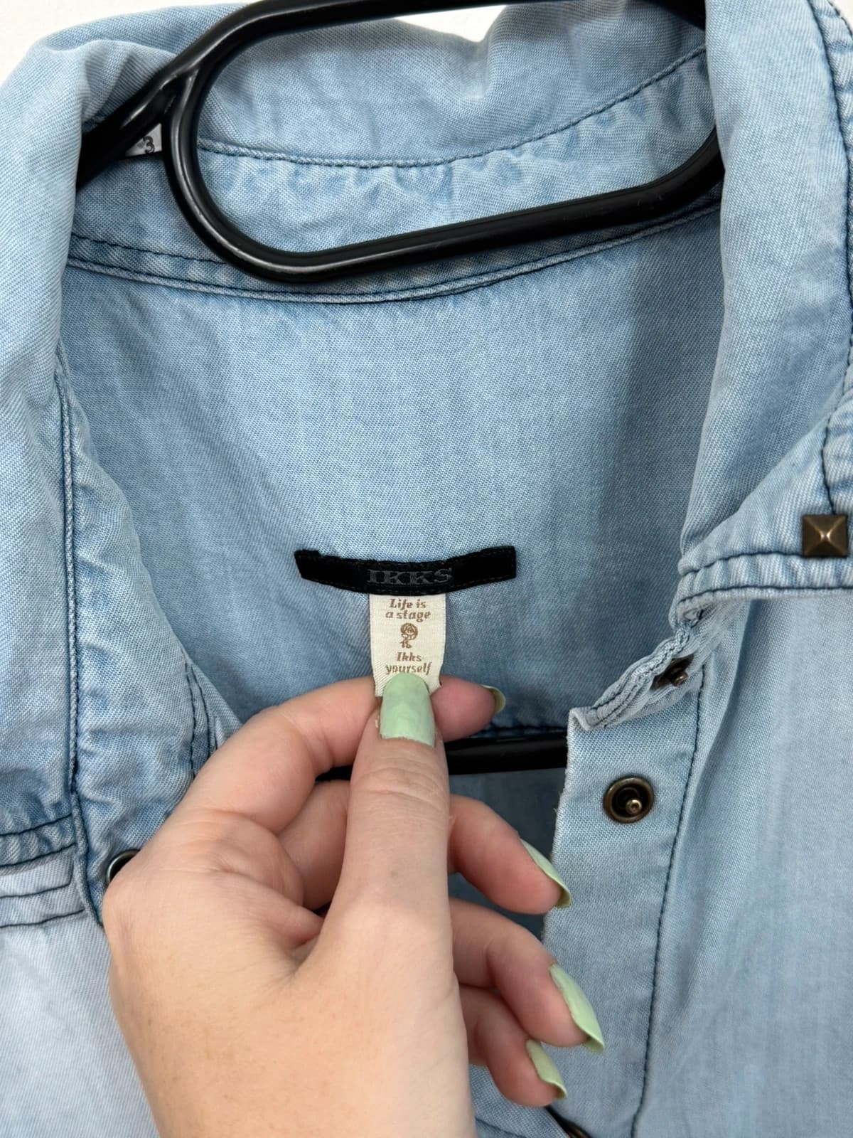 Chemise denim IKKS bleu clair taille 38 - Photo 3/9