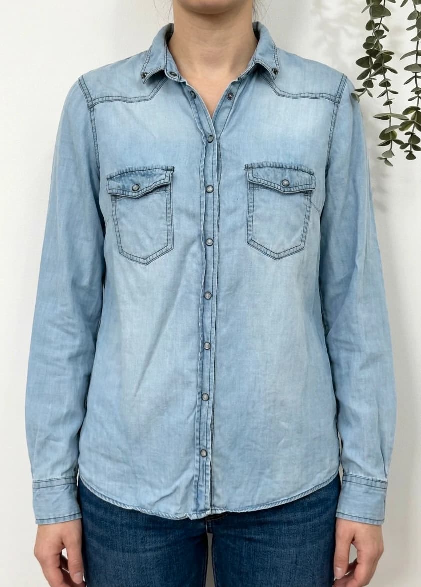 Chemise denim IKKS bleu clair taille 38 - Photo 1/9