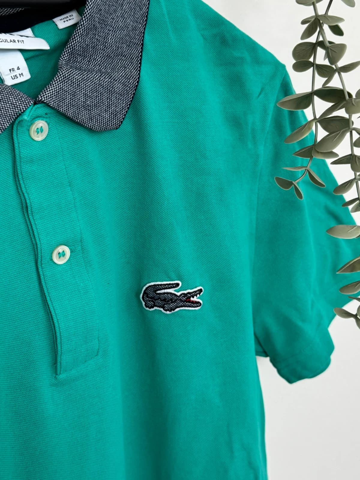 Polo piké Lacoste regular fit zielone, kontrastowy kołnierzyk, duże logo, rozmiar 4/M - PP2603253 - Zdjęcie 3/8