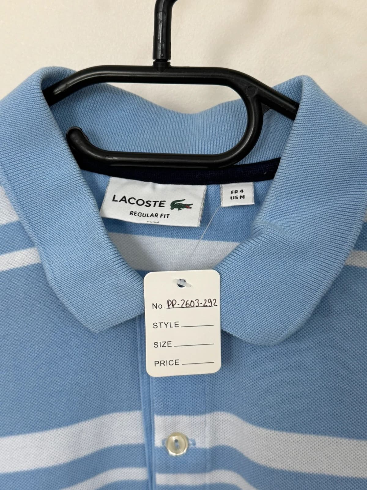 Polo piqué Lacoste rayé bleu ciel blanc taille 4/M - PP2603292 - Photo 4/8