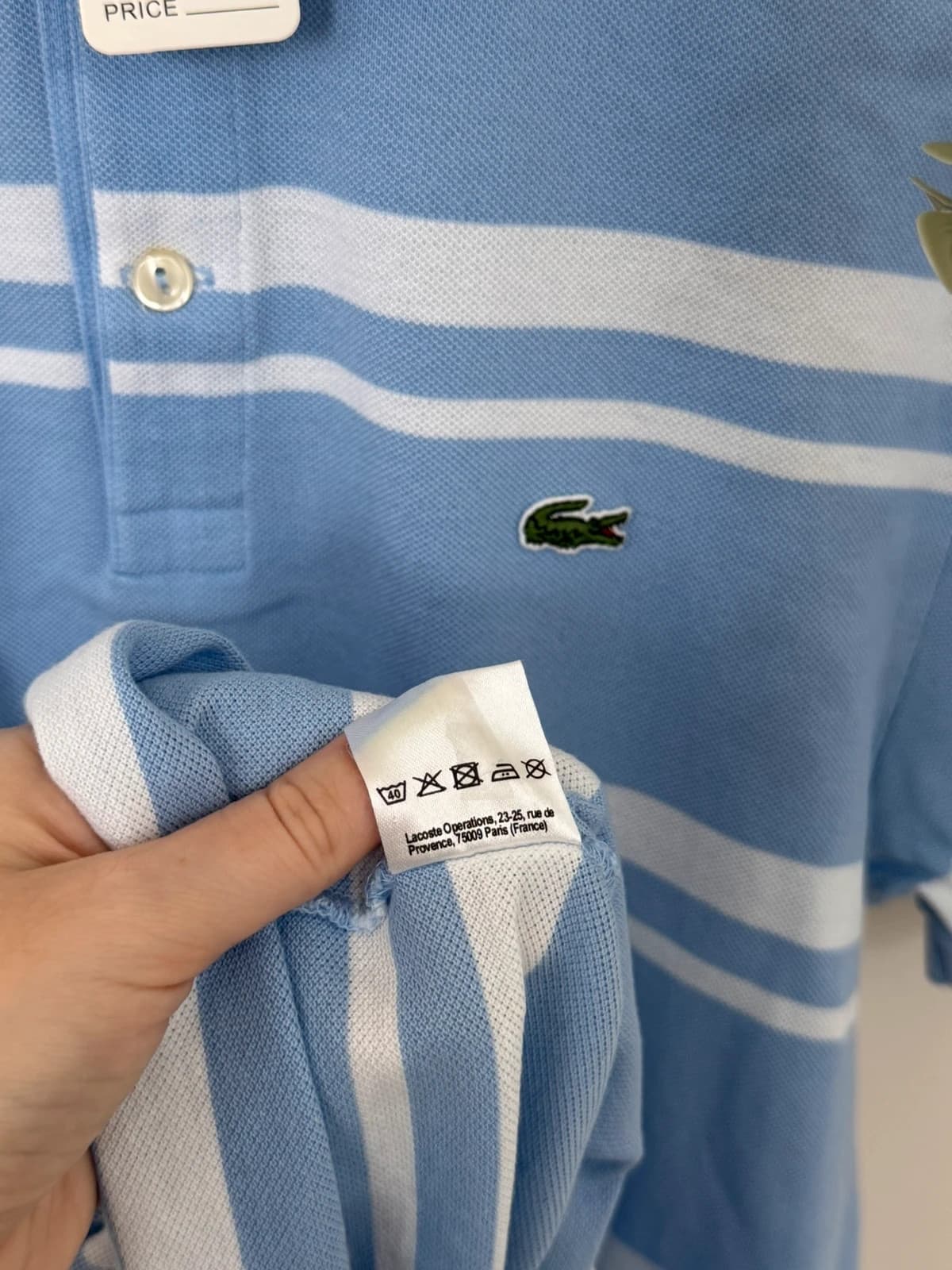 Polo piqué Lacoste rayé bleu ciel blanc taille 4/M - PP2603292 - Photo 6/8