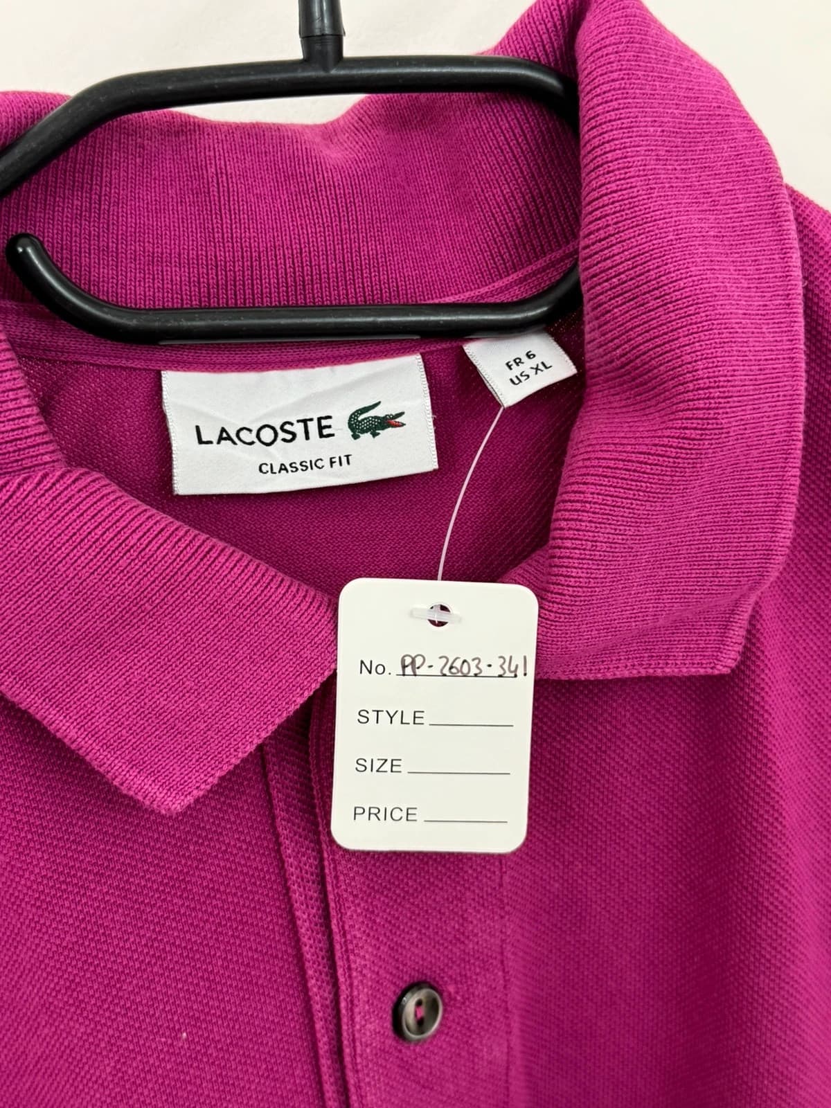 Polo piqué Lacoste różowe fuksja krój klasyczny rozmiar 6/XL - PP2603341 - Zdjęcie 4/7