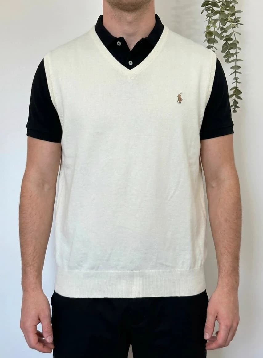 Pull sans manches Ralph Lauren crème logo brodé taille XXL - PP2603374 - Photo 1/7
