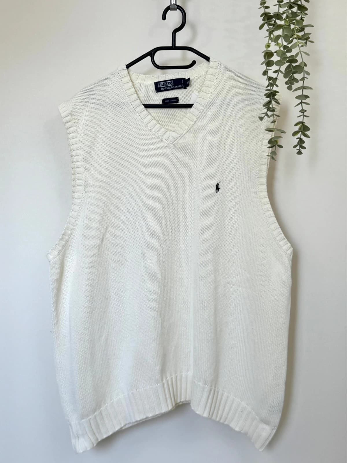 Pull sans manches col V coton Ralph Lauren blanc cassé taille XXL - PP260337 - Photo 2/8