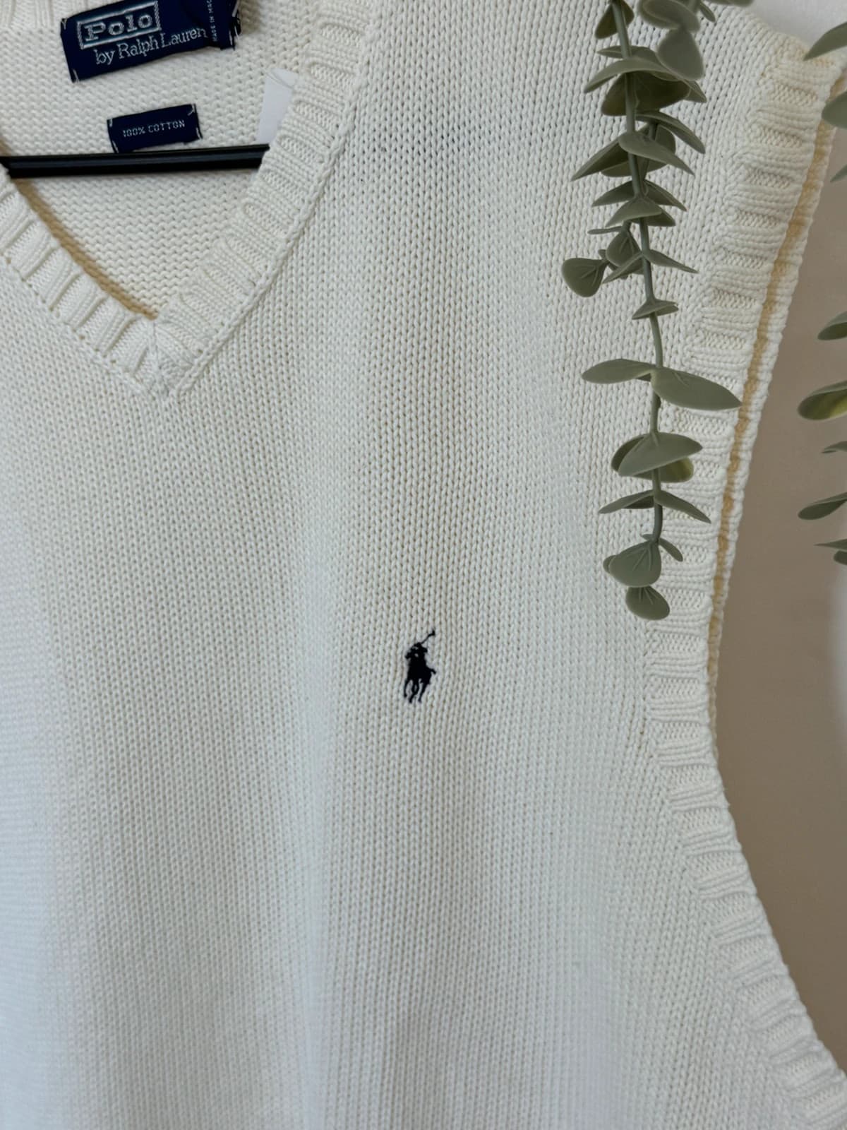 Pull sans manches col V coton Ralph Lauren blanc cassé taille XXL - PP260337 - Photo 3/8