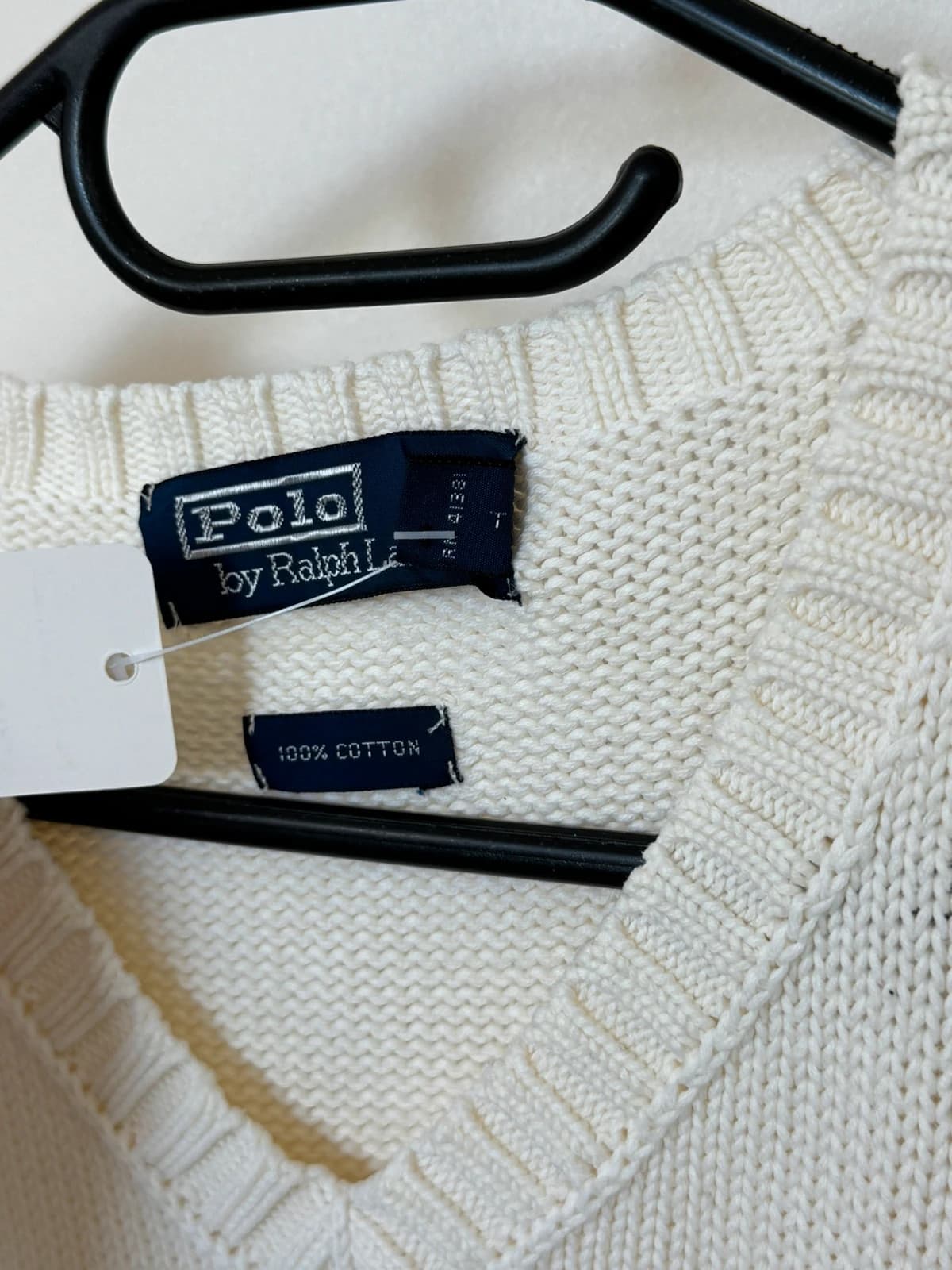 Pull sans manches col V coton Ralph Lauren blanc cassé taille XXL - PP260337 - Photo 5/8