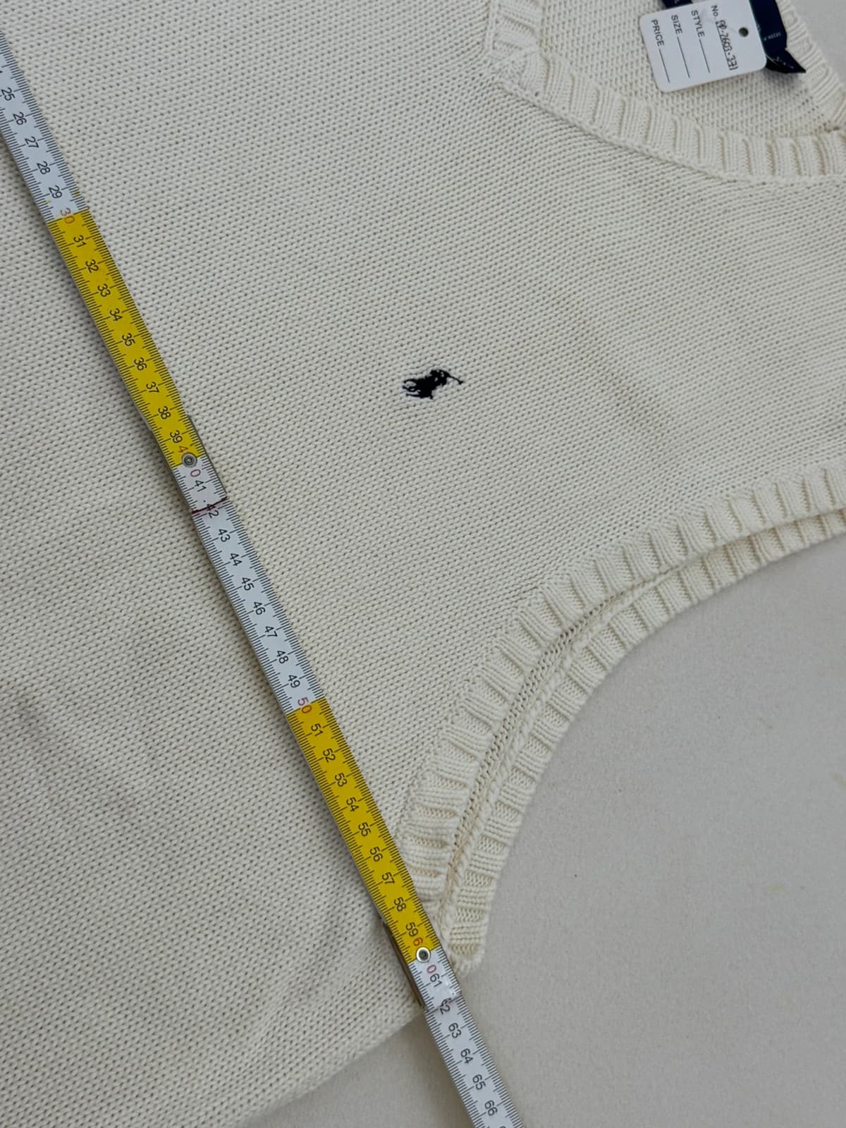 Pull sans manches col V coton Ralph Lauren blanc cassé taille XXL - PP260337 - Photo 8/8