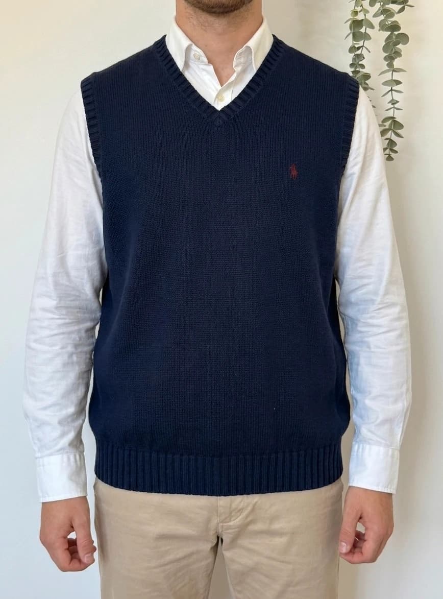 Pull sans manches maille Ralph Lauren bleu marine taille XXL - PP2603404 - Photo 1/8