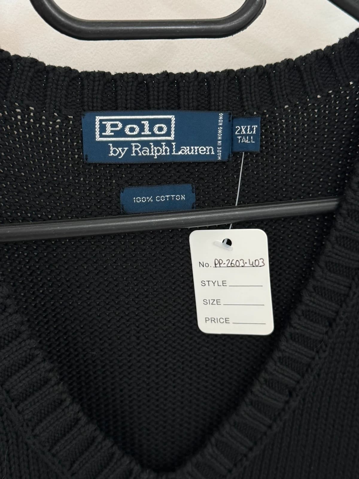 Pull sans manches maille Ralph Lauren noir logo violet taille 2XLT - PP2603403 - Photo 4/6