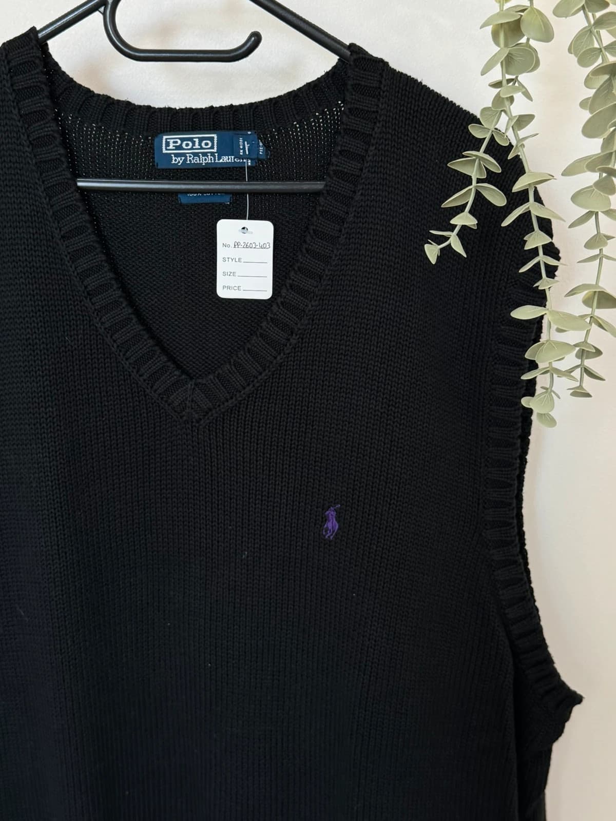 Pull sans manches maille Ralph Lauren noir logo violet taille 2XLT - PP2603403 - Photo 3/6