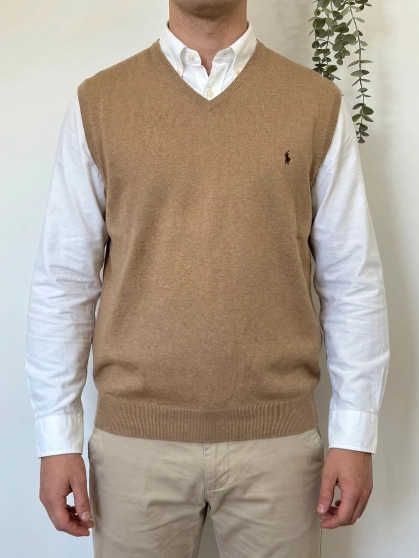 Αμάνικο πουλόβερ με λαιμόκοψη V από βαμβάκι Ralph Lauren καμέλ, μέγεθος 3XL - PP2603381 - Φωτογραφία 1/9