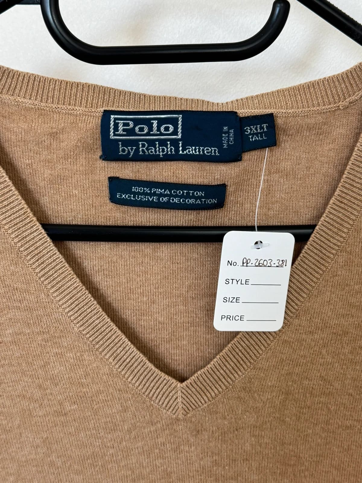 Αμάνικο πουλόβερ με λαιμόκοψη V από βαμβάκι Ralph Lauren καμέλ, μέγεθος 3XL - PP2603381 - Φωτογραφία 4/9