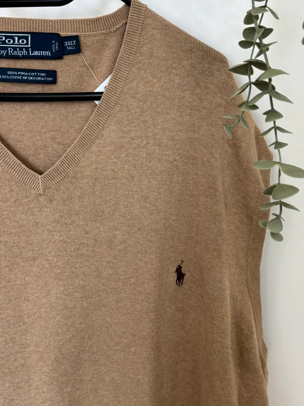 Αμάνικο πουλόβερ με λαιμόκοψη V από βαμβάκι Ralph Lauren καμέλ, μέγεθος 3XL - PP2603381 - Φωτογραφία 3/9