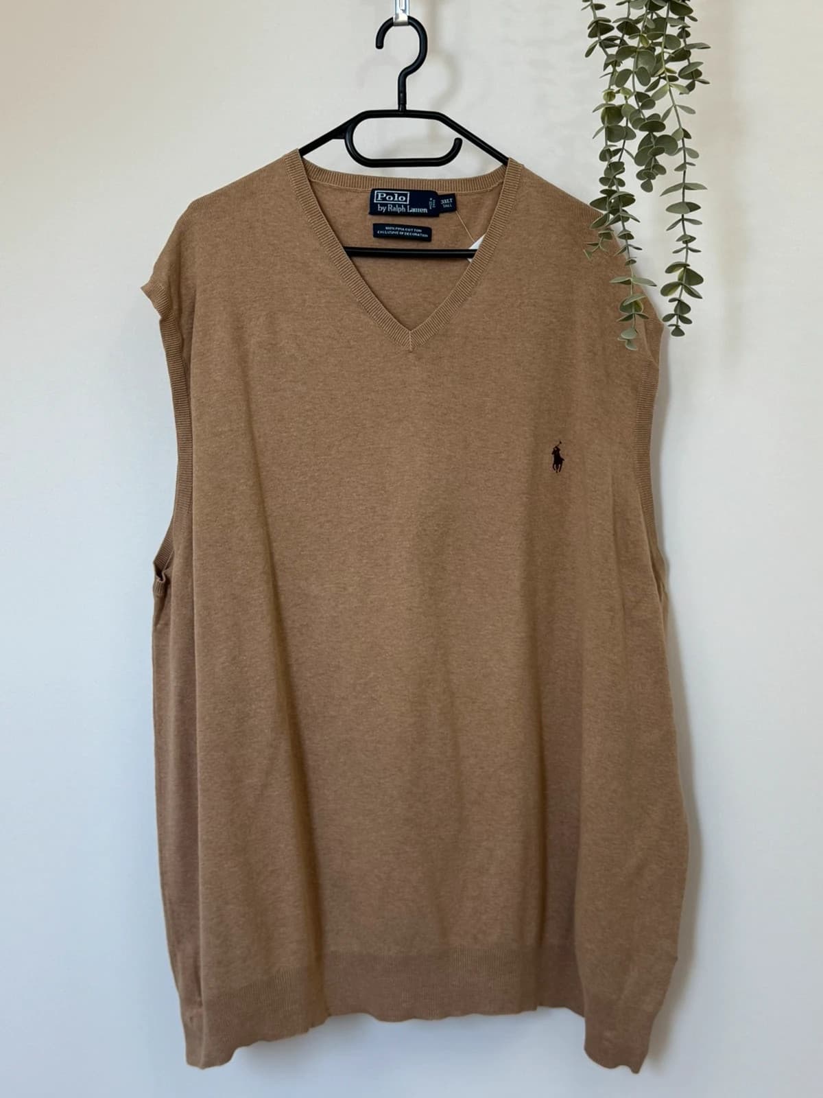 Αμάνικο πουλόβερ με λαιμόκοψη V από βαμβάκι Ralph Lauren καμέλ, μέγεθος 3XL - PP2603381 - Φωτογραφία 2/9