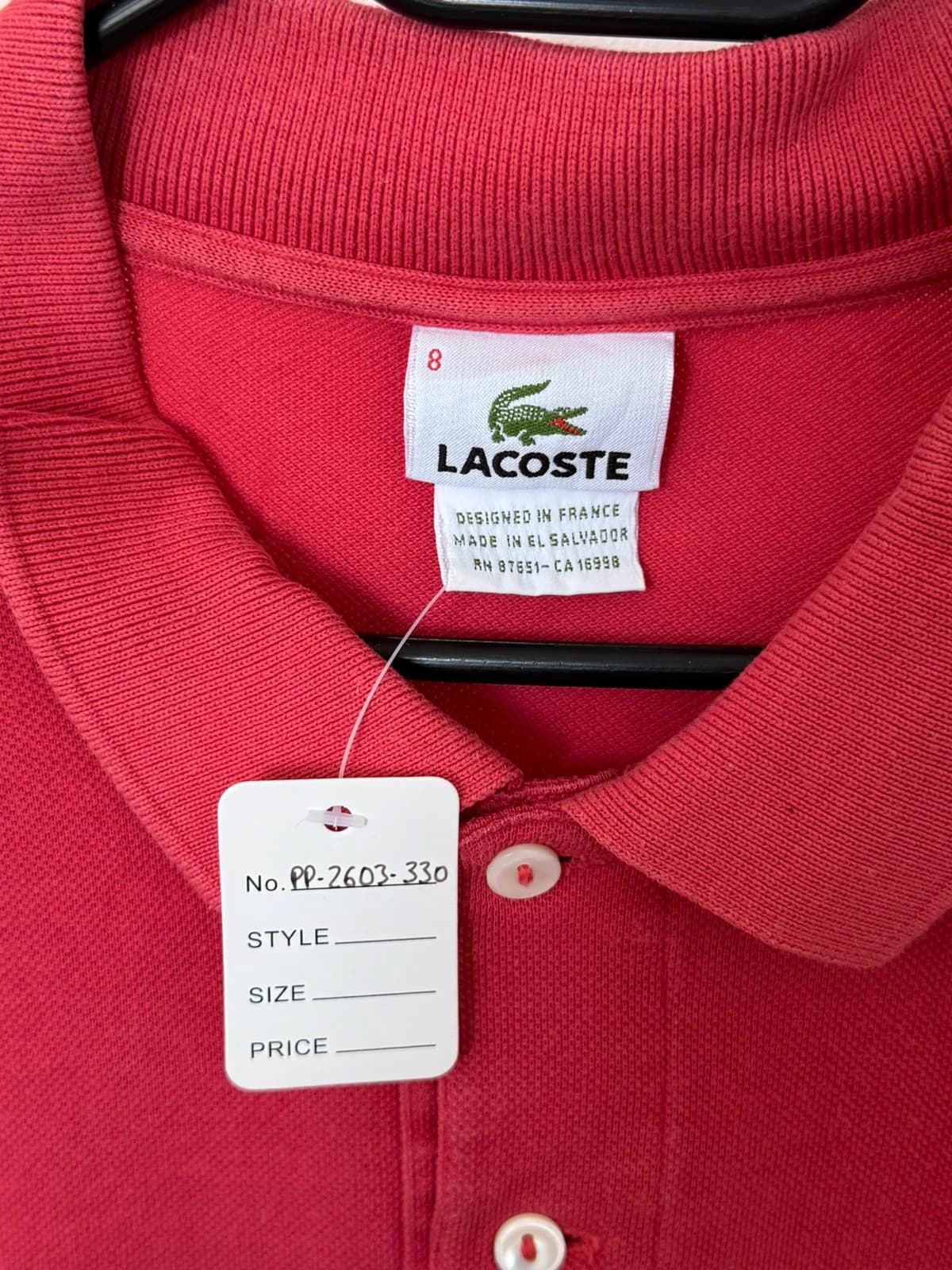 Polo piqué Lacoste rouge corail taille 8/XL - PP2603330 - Photo 4/8
