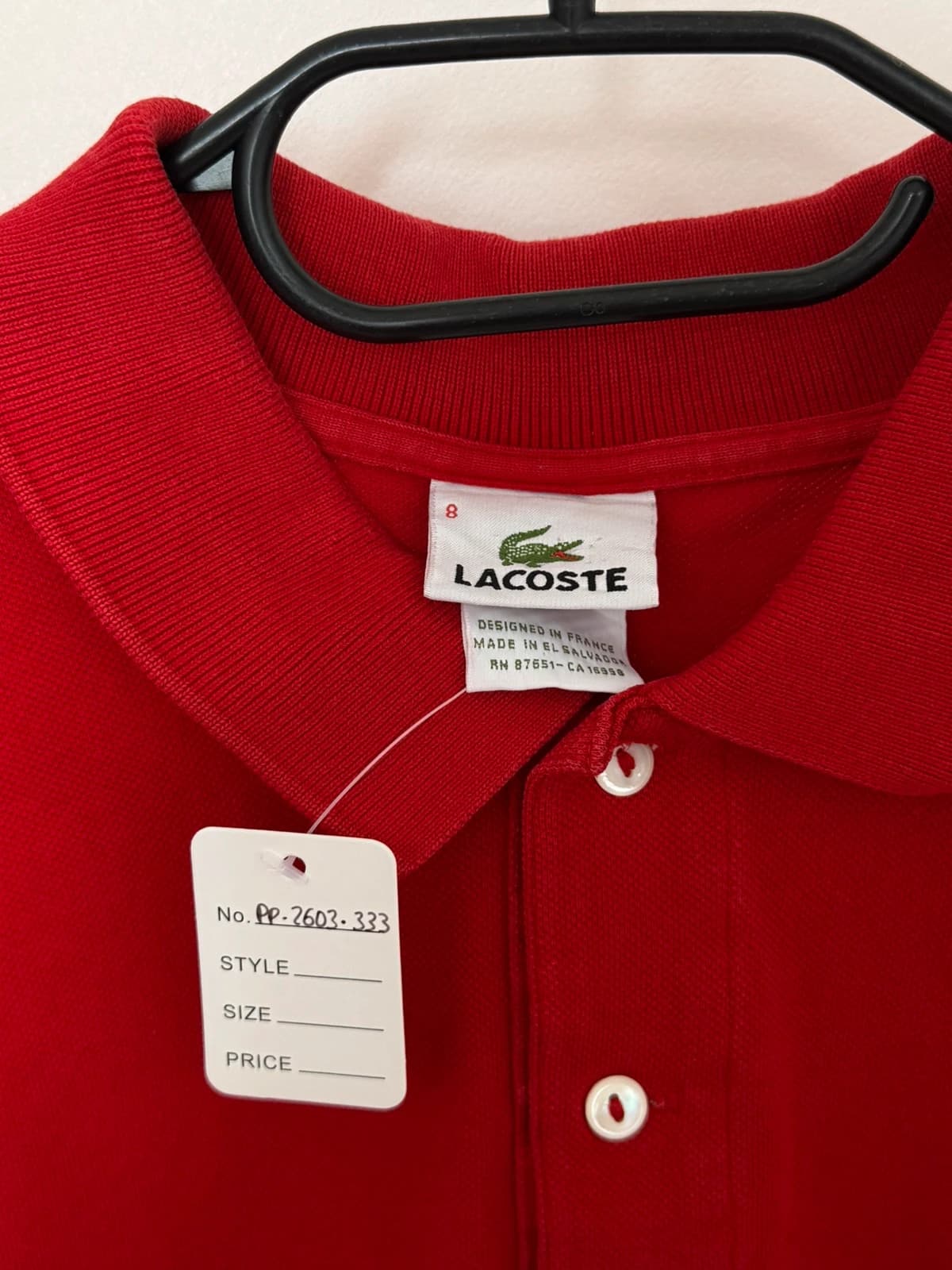 Polo piqué Lacoste rouge taille 8/XL - PP2603333 - Photo 5/9