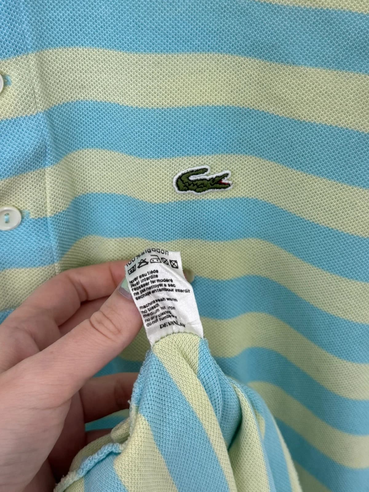 Polo piqué Lacoste rayé bleu jaune pastel taille 7/XL - PP2603259 - Photo 6/8