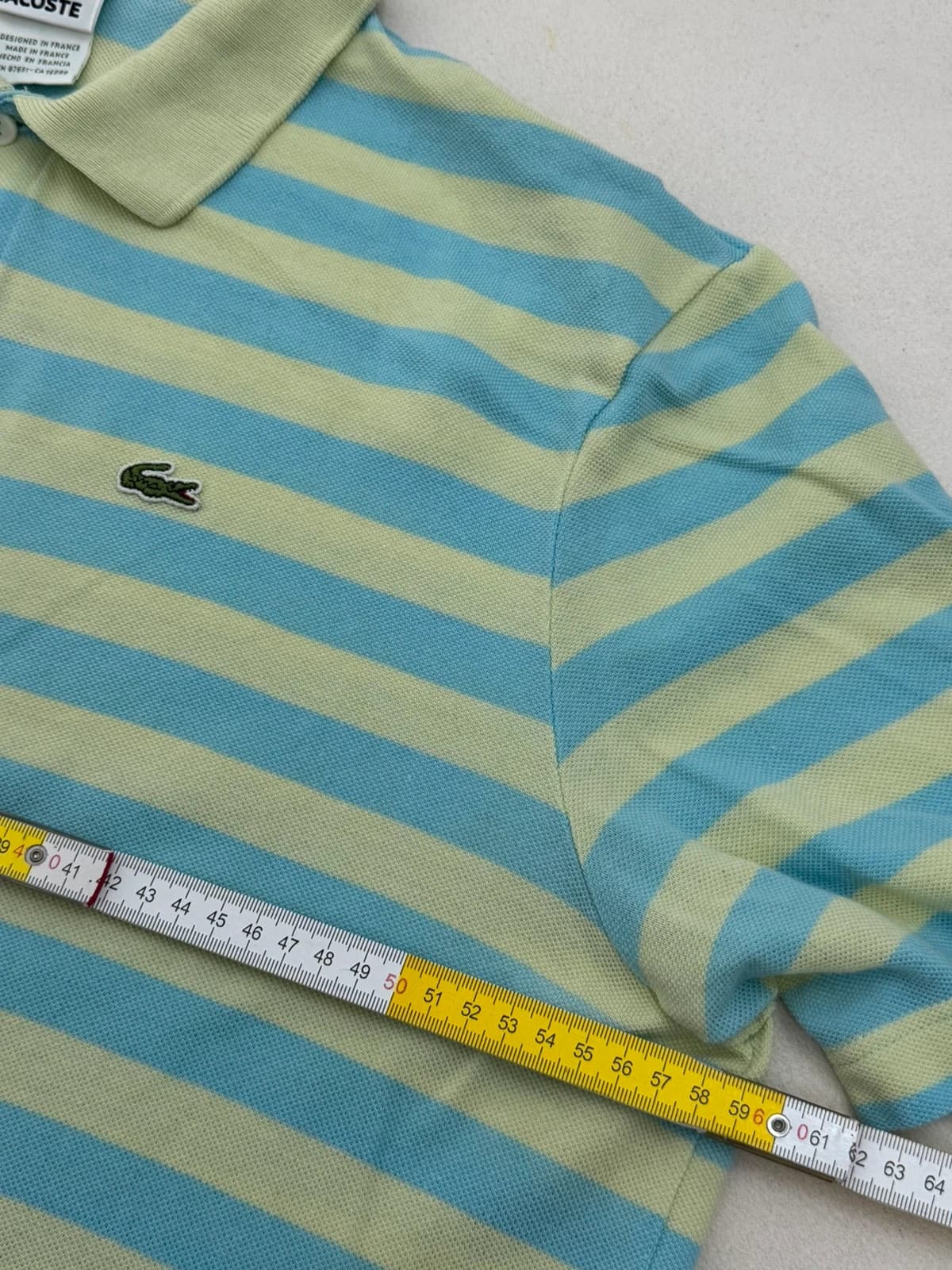 Polo piqué Lacoste rayé bleu jaune pastel taille 7/XL - PP2603259 - Photo 7/8