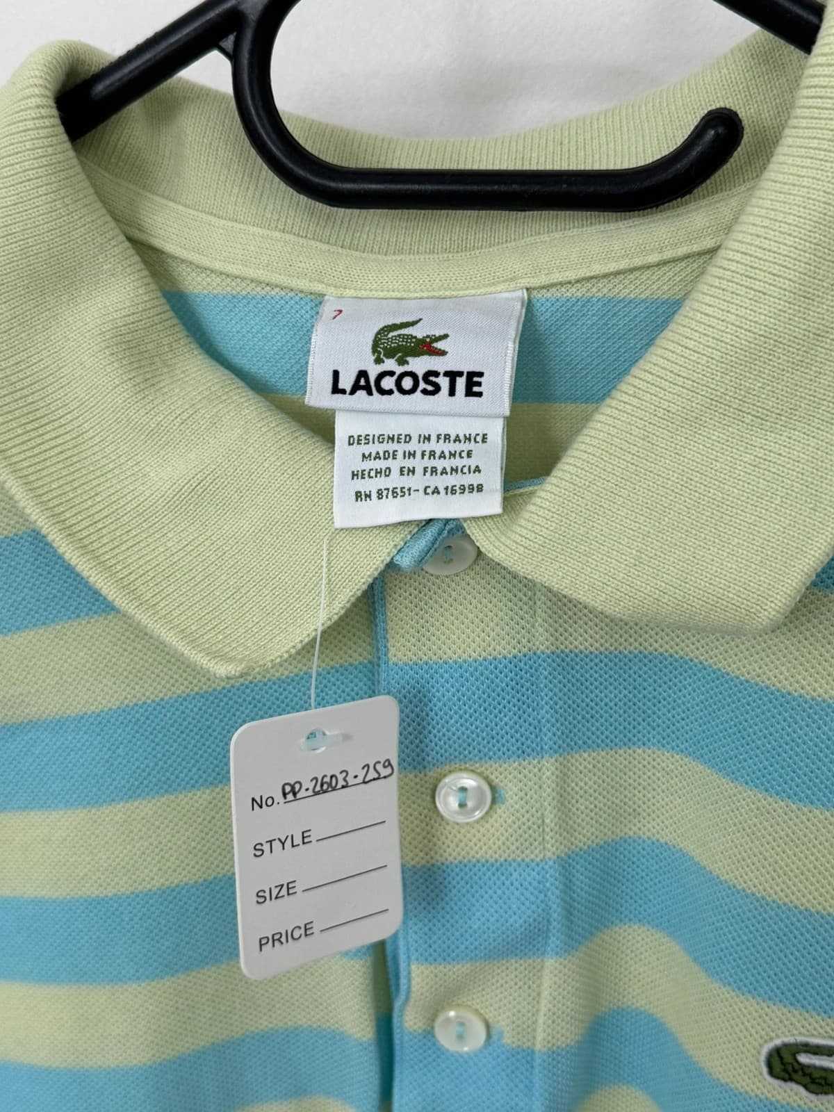 Polo piqué Lacoste rayé bleu jaune pastel taille 7/XL - PP2603259 - Photo 4/8