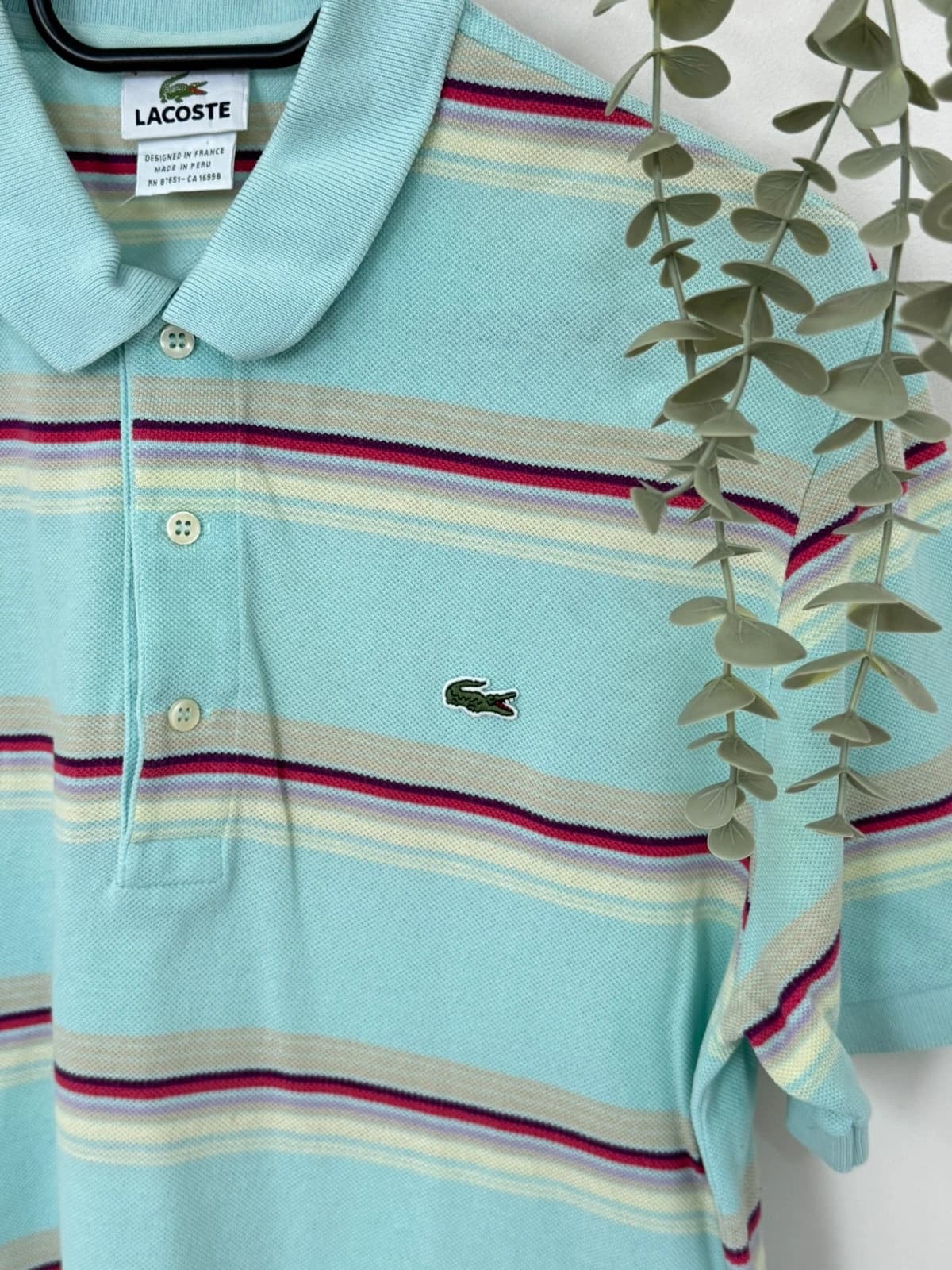 Polo piqué Lacoste rayé pastel bleu taille 4/M - PP2603262 - Photo 3/8