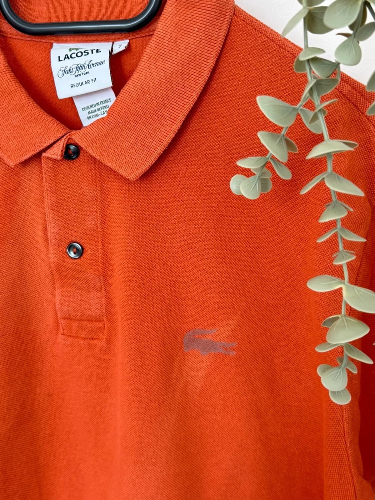 Polo piqué Lacoste Saks Fifth Avenue orange brique taille 7/XL - PP2603349 - Photo 3/8