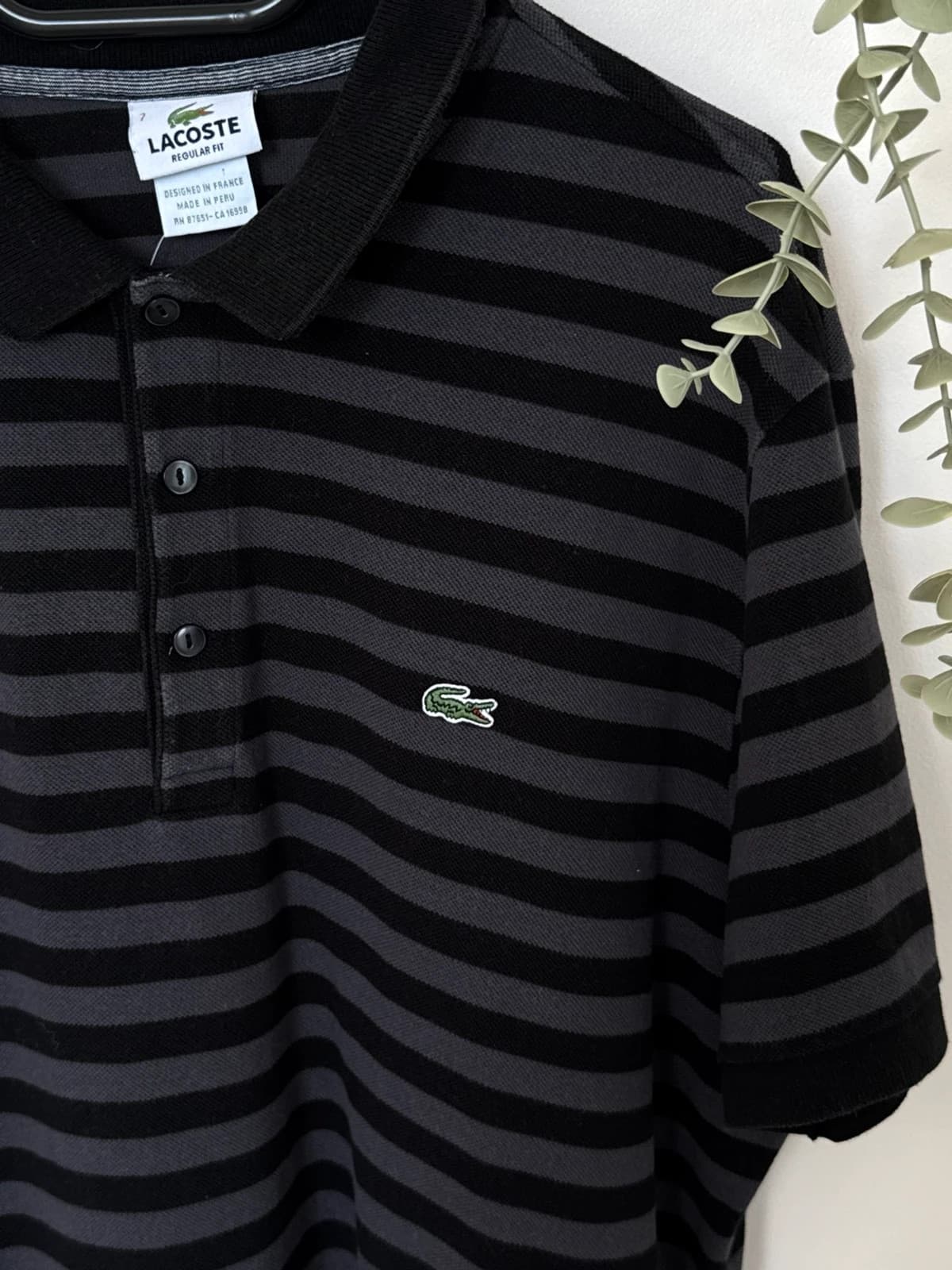 Polo piqué Lacoste rayé noir gris taille 7/XL - PP2603281 - Photo 3/10