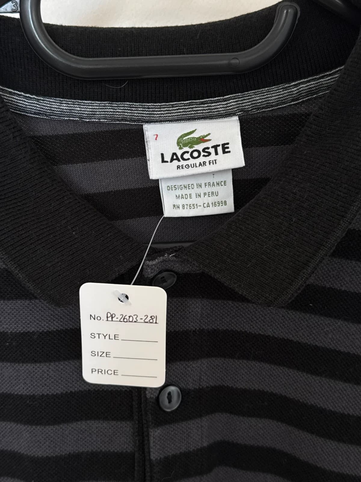 Polo piqué Lacoste rayé noir gris taille 7/XL - PP2603281 - Photo 4/10