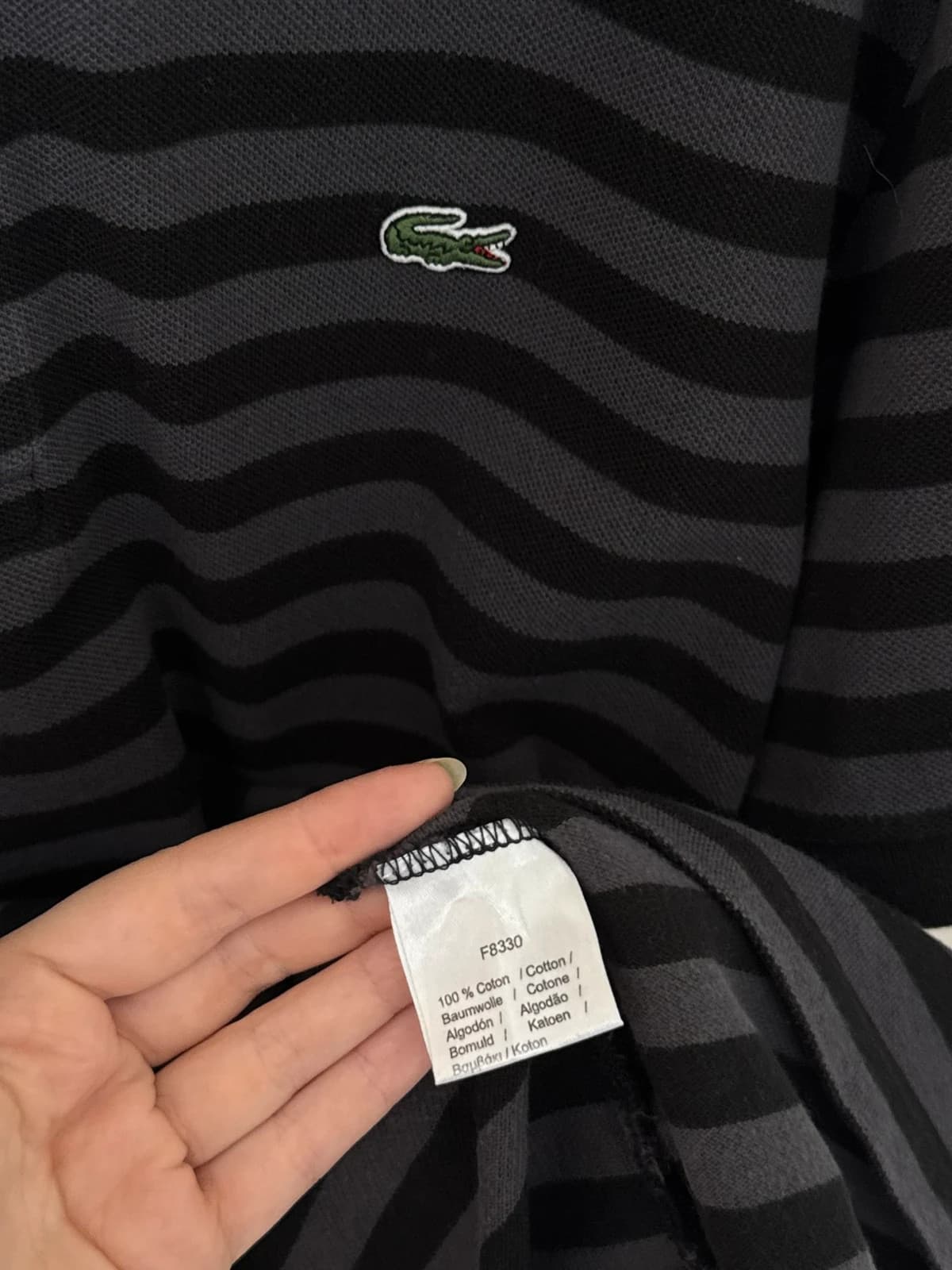 Polo piqué Lacoste rayé noir gris taille 7/XL - PP2603281 - Photo 5/10