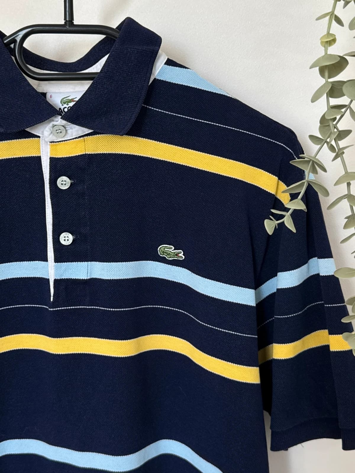 Polo piqué Lacoste rayé bleu marine jaune taille 6/L - PP2603279 - Photo 3/8