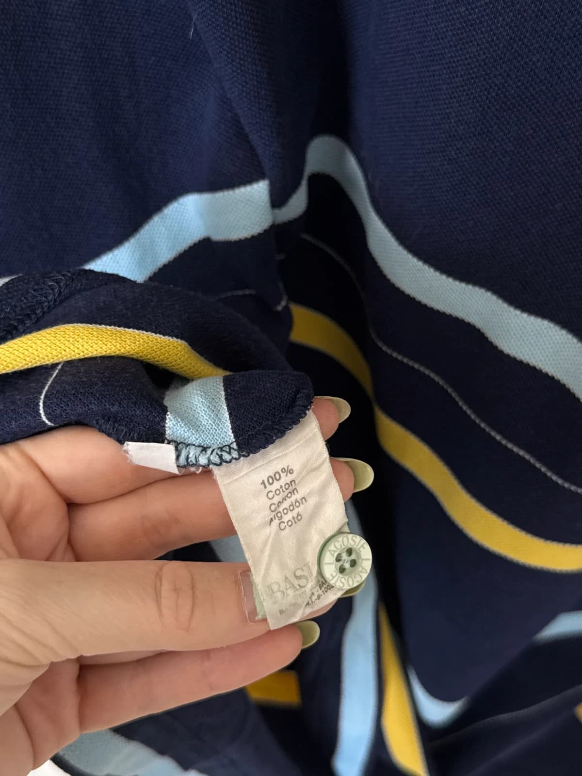 Polo piqué Lacoste rayé bleu marine jaune taille 6/L - PP2603279 - Photo 6/8