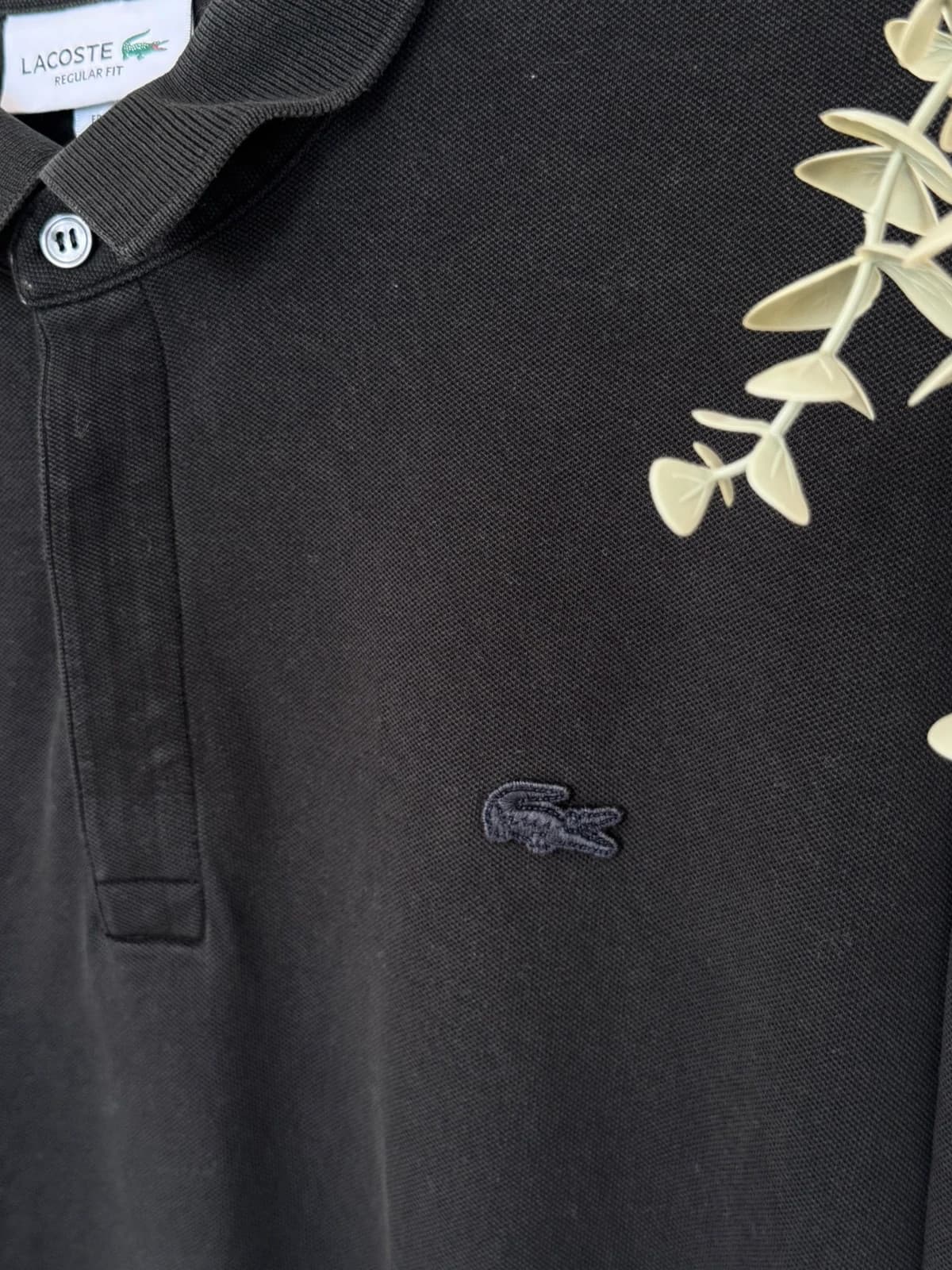 Polo piqué Lacoste черен regular fit с лого в същия тон размер 9/4XL - PP2603418 - Снимка 5/9