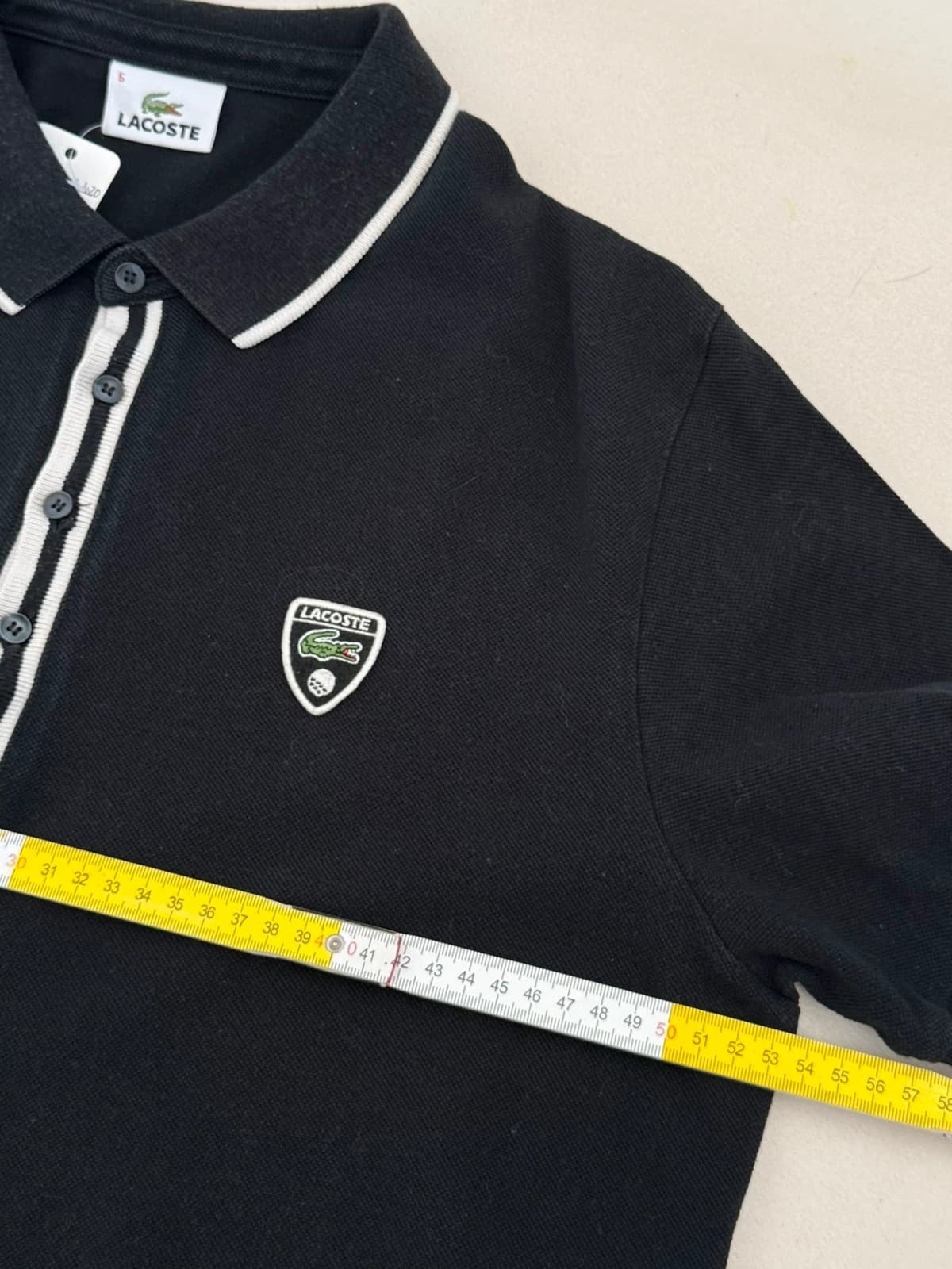 Поло piqué Lacoste черно с контрастна лента и емблема — размер 5/L - PP2603420 - Снимка 6/7