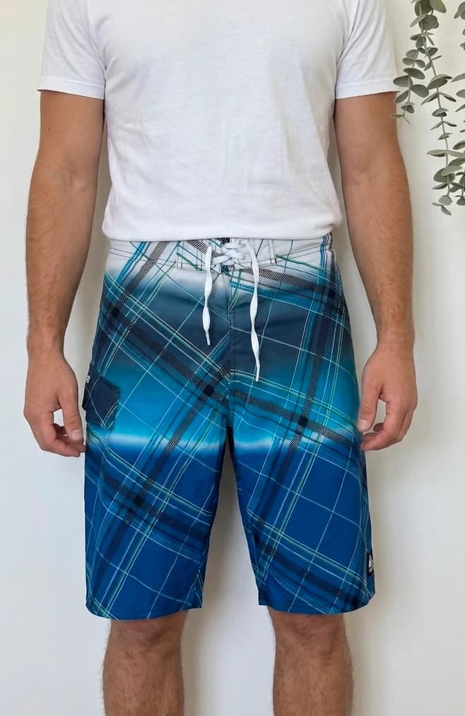 Short de bain Quiksilver bleu à carreaux taille S - PP2603190 - Photo 1/8